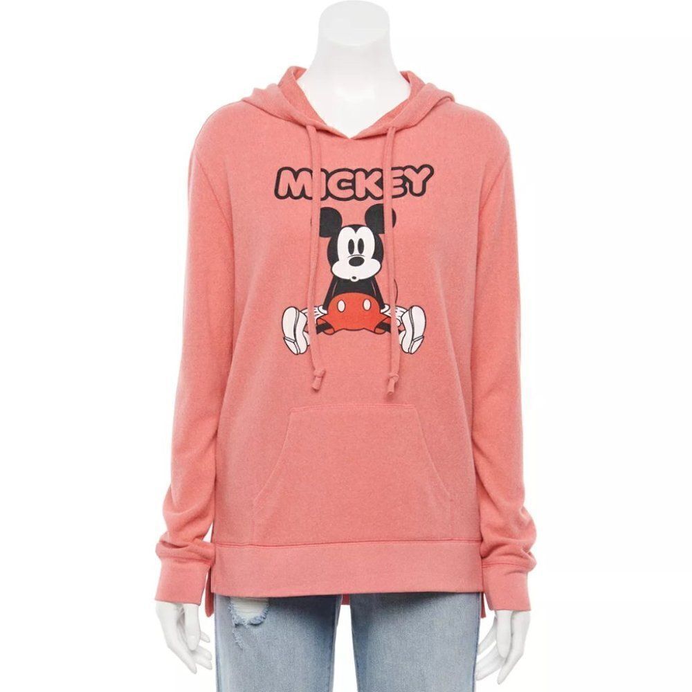 Disney Jacket Women's Pink Mickey Mouse Tunic Hoodie Sweatshirt Size Med…